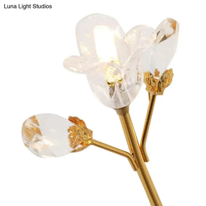 Simple gold crystal flowers wall sconce bedroom branch light fixture