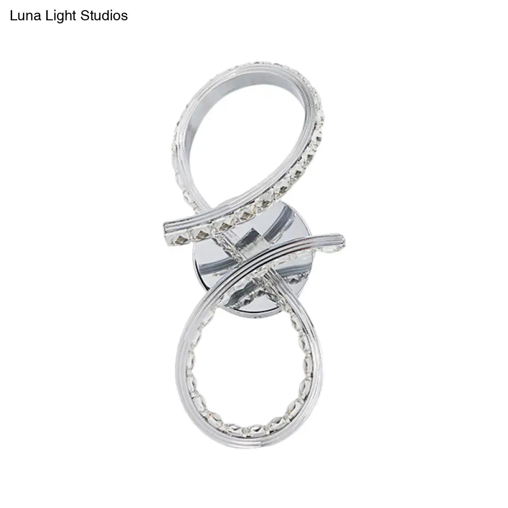 DecorBites™ Simple LED Chrome Wall Mount Lamp with Cut Crystal Deco in Warm/White Light - Stylish Metal Number Wall Lighting Ideas