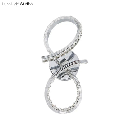 DecorBites™ Simple LED Chrome Wall Mount Lamp with Cut Crystal Deco in Warm/White Light - Stylish Metal Number Wall Lighting Ideas