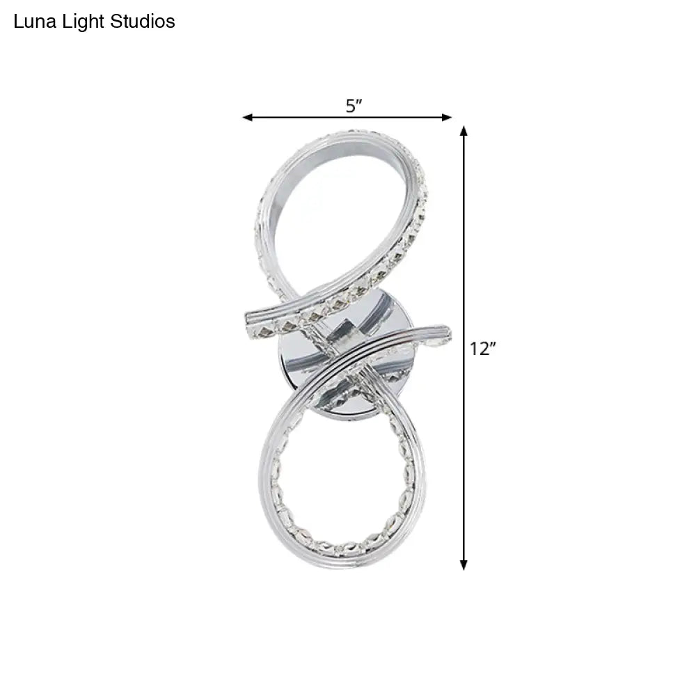 DecorBites™ Simple LED Chrome Wall Mount Lamp with Cut Crystal Deco in Warm/White Light - Stylish Metal Number Wall Lighting Ideas