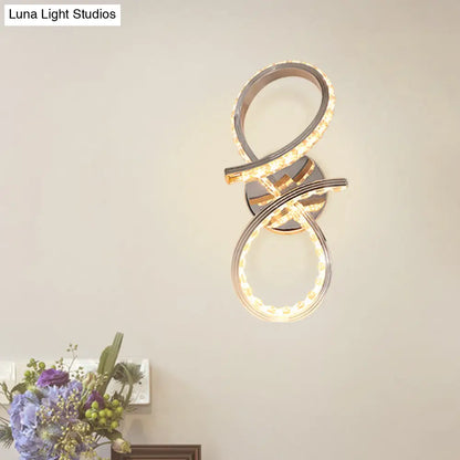 DecorBites™ Simple LED Chrome Wall Mount Lamp with Cut Crystal Deco in Warm/White Light - Stylish Metal Number Wall Lighting Ideas