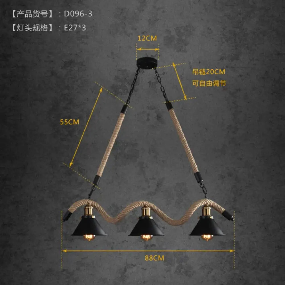 DecorBites™ Simple retro led chandelier Nordic hemp rope cafe chandelier modern novelty American bar restaurant chandelier ceiling