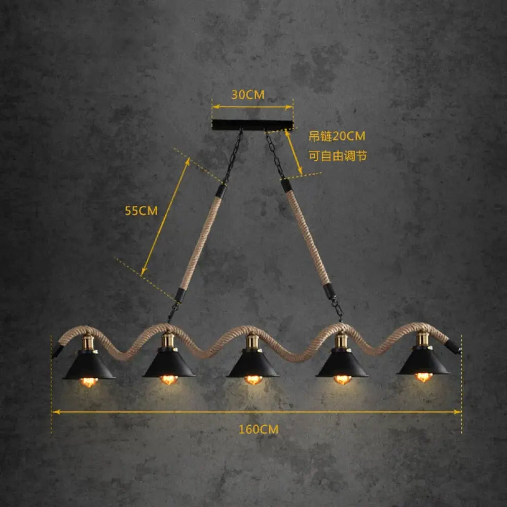 DecorBites™ Simple retro led chandelier Nordic hemp rope cafe chandelier modern novelty American bar restaurant chandelier ceiling