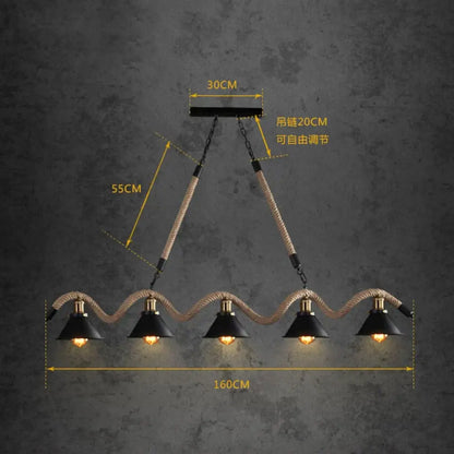 DecorBites™ Simple retro led chandelier Nordic hemp rope cafe chandelier modern novelty American bar restaurant chandelier ceiling