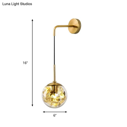 DecorBites™ Simple Sphere Sconce Light - Clear Glass - Silver/Gold Wall Mount Fixture - Shattered Leaf - 6"/8" W