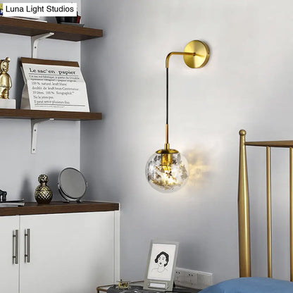 DecorBites™ Simple Sphere Sconce Light - Clear Glass - Silver/Gold Wall Mount Fixture - Shattered Leaf - 6"/8" W