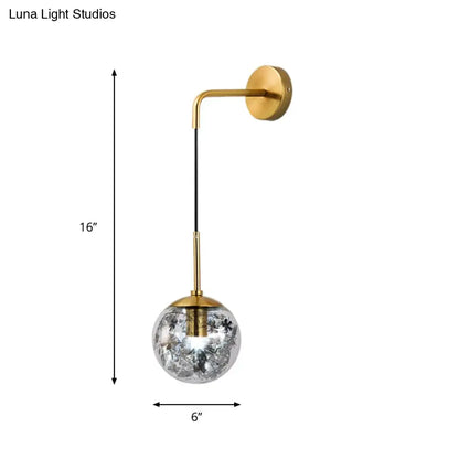 DecorBites™ Simple Sphere Sconce Light - Clear Glass - Silver/Gold Wall Mount Fixture - Shattered Leaf - 6"/8" W