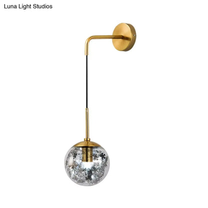 DecorBites™ Simple Sphere Sconce Light - Clear Glass - Silver/Gold Wall Mount Fixture - Shattered Leaf - 6"/8" W