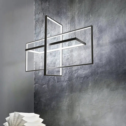 DecorBites™ Simple Style Black Metal Rectangle LED Island Light - Warm/White/Natural Light Options, 23.5"/31.5"/38" Wide