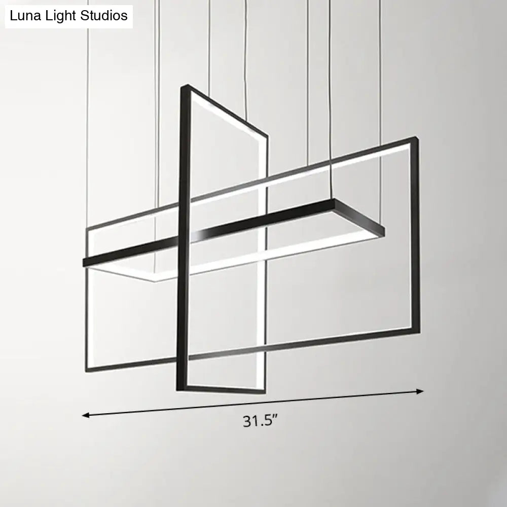 DecorBites™ Simple Style Black Metal Rectangle LED Island Light - Warm/White/Natural Light Options, 23.5"/31.5"/38" Wide