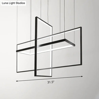 DecorBites™ Simple Style Black Metal Rectangle LED Island Light - Warm/White/Natural Light Options, 23.5"/31.5"/38" Wide
