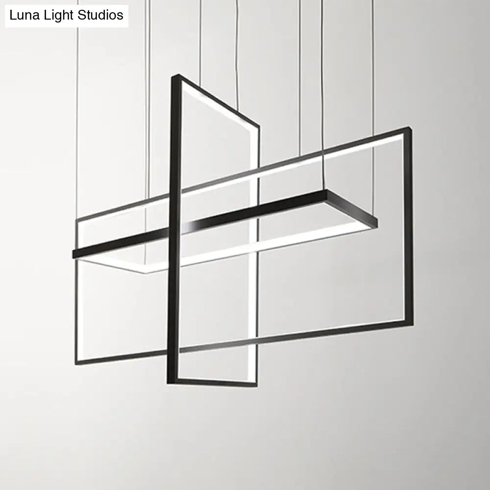 DecorBites™ Simple Style Black Metal Rectangle LED Island Light - Warm/White/Natural Light Options, 23.5"/31.5"/38" Wide
