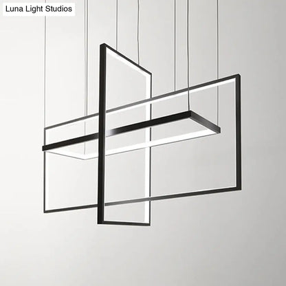 DecorBites™ Simple Style Black Metal Rectangle LED Island Light - Warm/White/Natural Light Options, 23.5"/31.5"/38" Wide