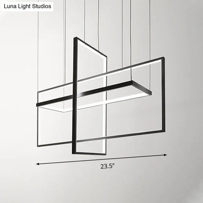 DecorBites™ Simple Style Black Metal Rectangle LED Island Light - Warm/White/Natural Light Options, 23.5"/31.5"/38" Wide