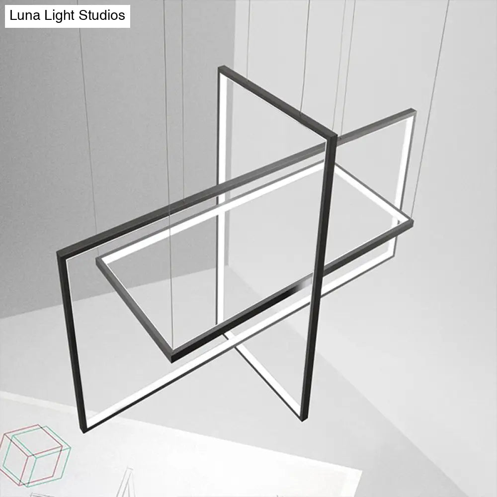DecorBites™ Simple Style Black Metal Rectangle LED Island Light - Warm/White/Natural Light Options, 23.5"/31.5"/38" Wide