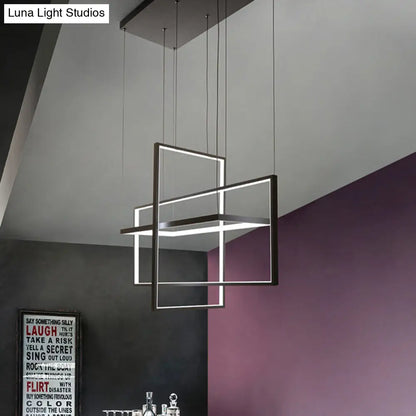 DecorBites™ Simple Style Black Metal Rectangle LED Island Light - Warm/White/Natural Light Options, 23.5"/31.5"/38" Wide