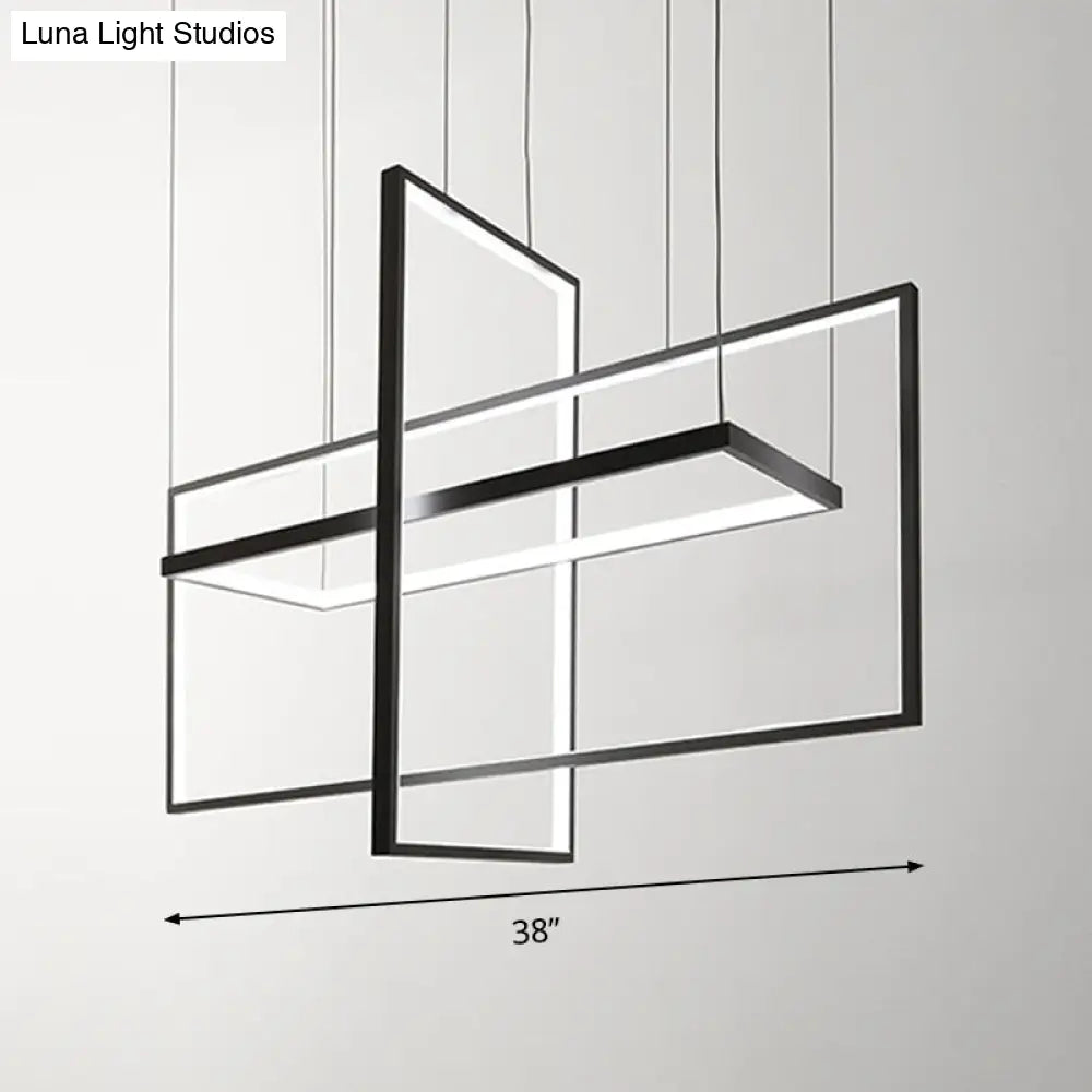 DecorBites™ Simple Style Black Metal Rectangle LED Island Light - Warm/White/Natural Light Options, 23.5"/31.5"/38" Wide