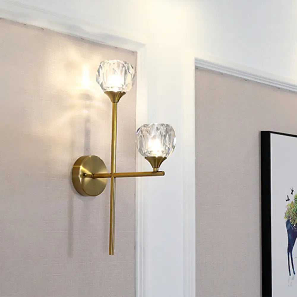 DecorBites™ Simple Style Faceted Crystal 2-Head Gold Wall Mounted Lighting