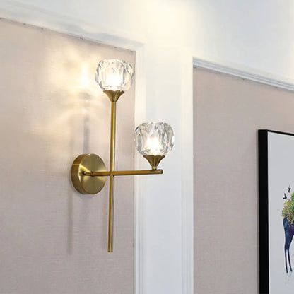 DecorBites™ Simple Style Faceted Crystal 2-Head Gold Wall Mounted Lighting