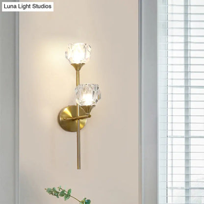 DecorBites™ Simple Style Faceted Crystal 2-Head Gold Wall Mounted Lighting