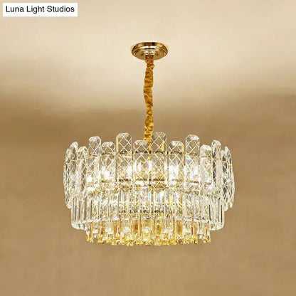 Simple style gold & amber crystal chandelier bedroom light type