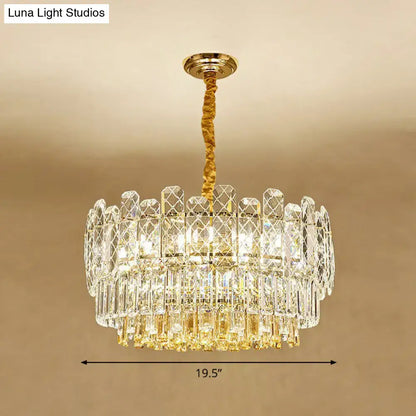 Simple style gold & amber crystal chandelier bedroom light type