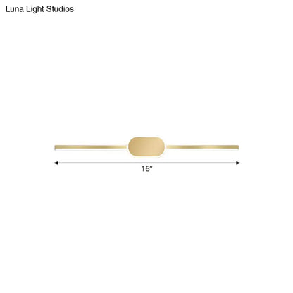 Simple style gold metallic led vanity sconce bedroom wall mounted light