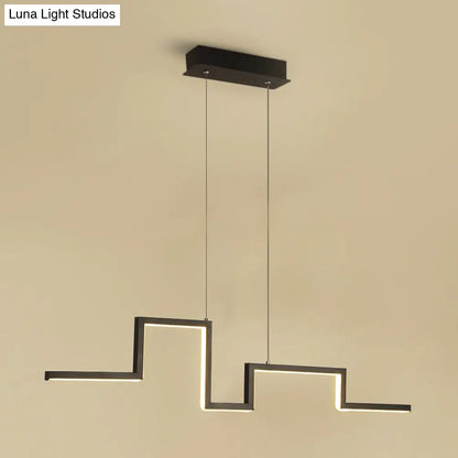DecorBites™ Simple Style Linear Metal Hanging Light Fixture - Black/Gray/Gold, 31.5"/39" Wide LED Chandelier Lamp in Warm/White Light