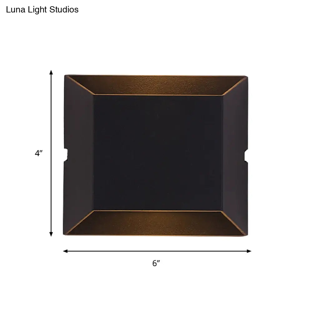 DecorBites™ Simple Style Matte Black LED Wall Sconce Lamp with Metallic Squared Shade - Warm/White Lighting for Balcony