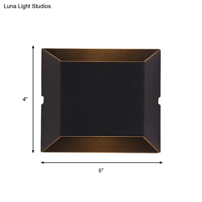 DecorBites™ Simple Style Matte Black LED Wall Sconce Lamp with Metallic Squared Shade - Warm/White Lighting for Balcony