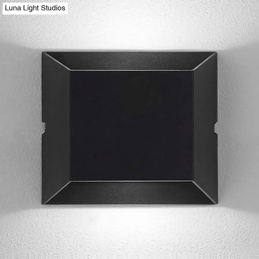 DecorBites™ Simple Style Matte Black LED Wall Sconce Lamp with Metallic Squared Shade - Warm/White Lighting for Balcony