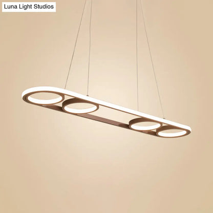 DecorBites™ Simple Style Metal Island Lighting, Coffee LED Ceiling Pendant Light in Warm/White Light, 39"/47" Wide Oval