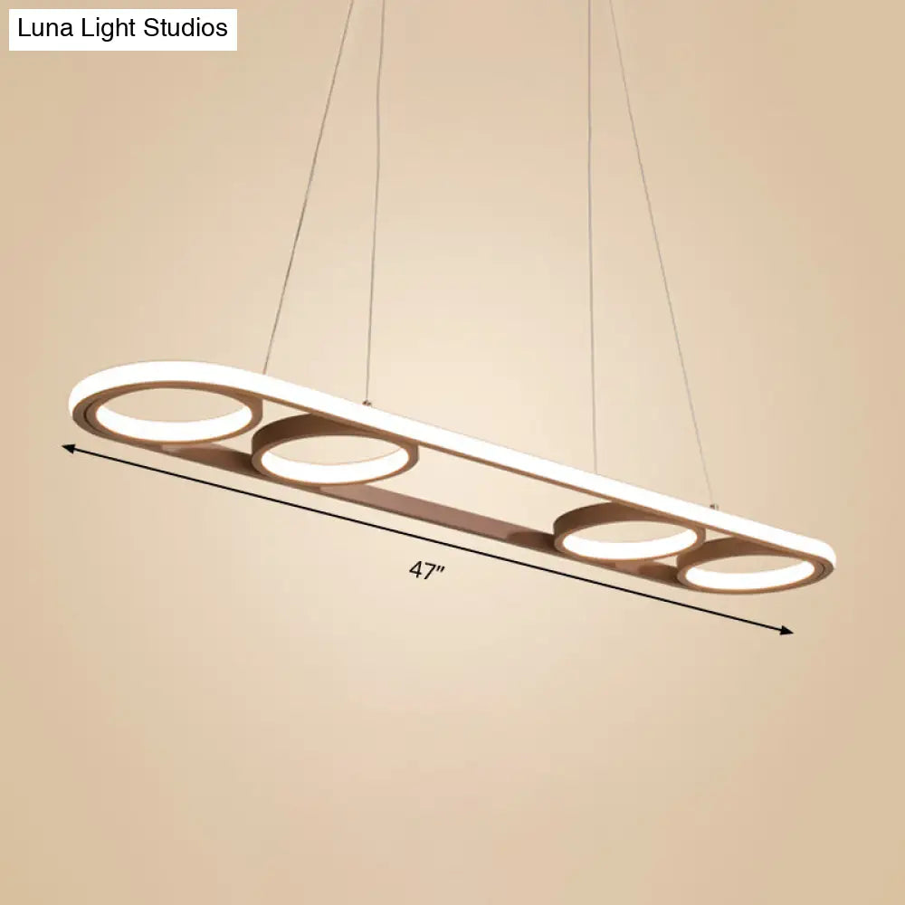 DecorBites™ Simple Style Metal Island Lighting, Coffee LED Ceiling Pendant Light in Warm/White Light, 39"/47" Wide Oval