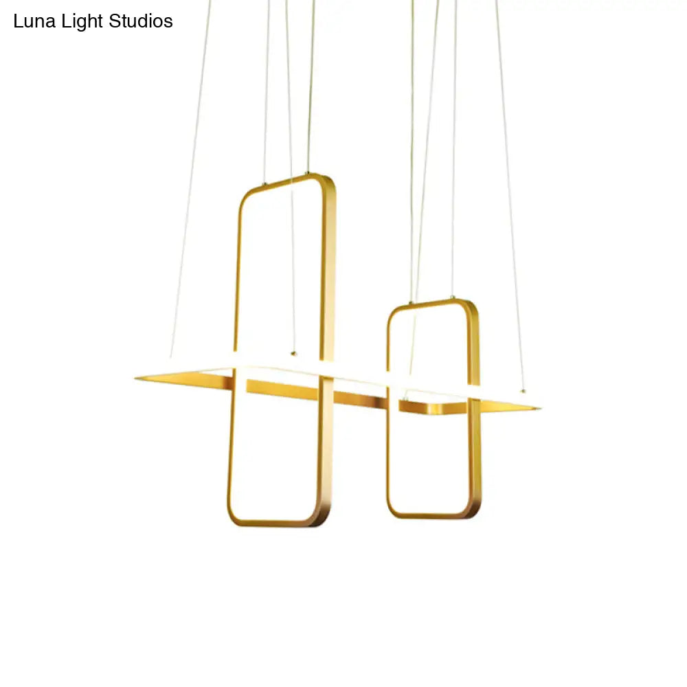 DecorBites™ Simple Style Metal Rectangle Ceiling Pendant Light with Black/Gold Finish - Warm/White Island Light Fixture