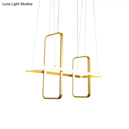 DecorBites™ Simple Style Metal Rectangle Ceiling Pendant Light with Black/Gold Finish - Warm/White Island Light Fixture
