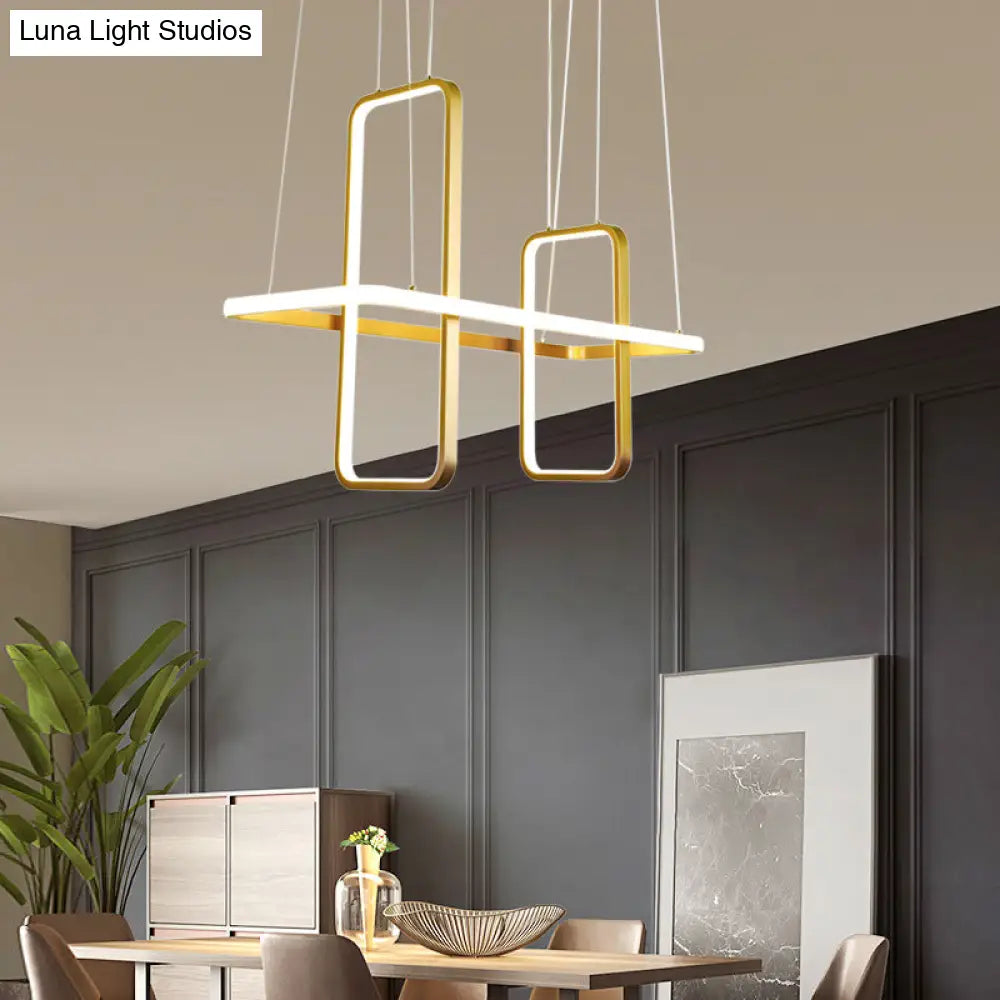 DecorBites™ Simple Style Metal Rectangle Ceiling Pendant Light with Black/Gold Finish - Warm/White Island Light Fixture