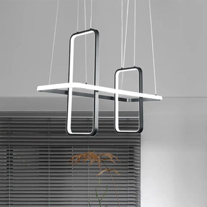 DecorBites™ Simple Style Metal Rectangle Ceiling Pendant Light with Black/Gold Finish - Warm/White Island Light Fixture
