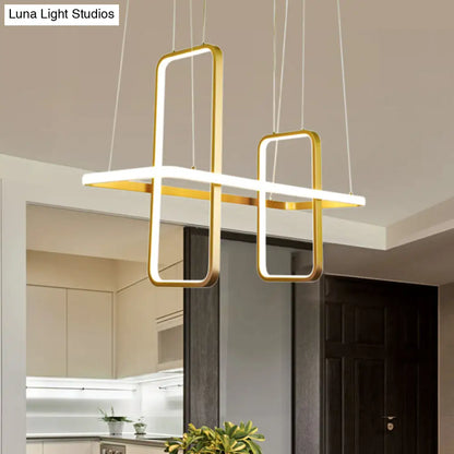 DecorBites™ Simple Style Metal Rectangle Ceiling Pendant Light with Black/Gold Finish - Warm/White Island Light Fixture