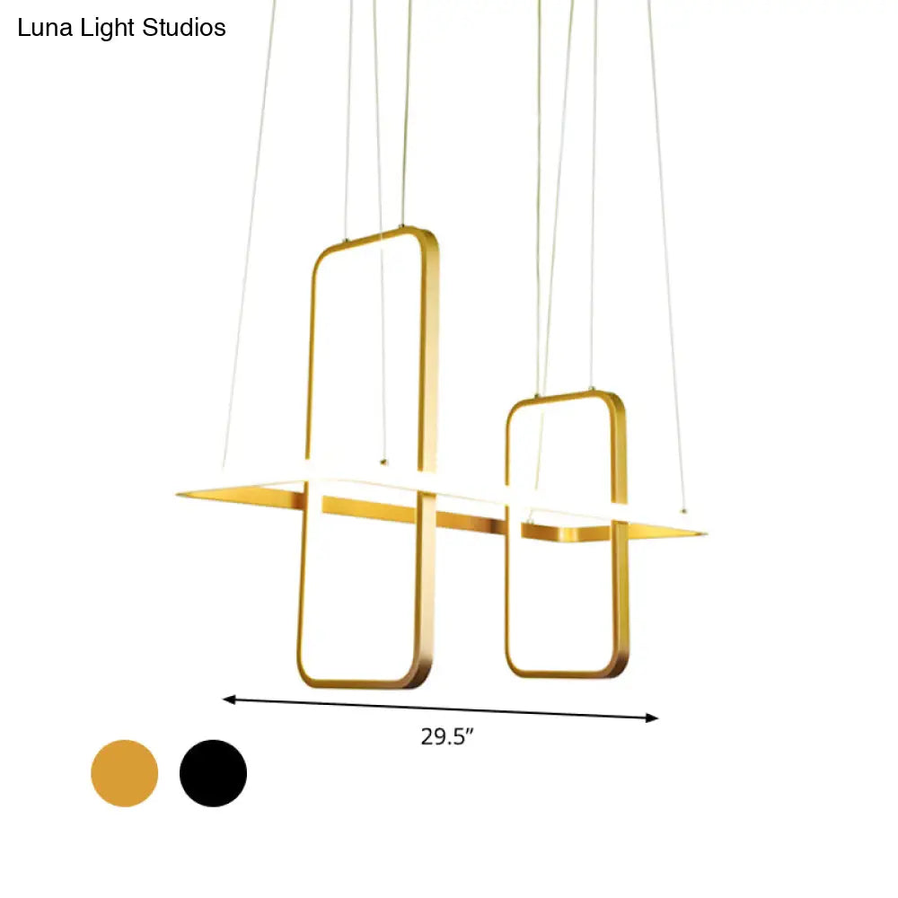 DecorBites™ Simple Style Metal Rectangle Ceiling Pendant Light with Black/Gold Finish - Warm/White Island Light Fixture