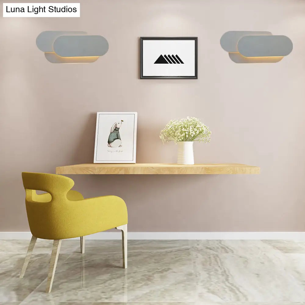 DecorBites™ Simple & Stylish Grey Metal Oval Shade Sconce for Bedroom - Warm/White LED Wall Light Fixture