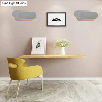 DecorBites™ Simple & Stylish Grey Metal Oval Shade Sconce for Bedroom - Warm/White LED Wall Light Fixture