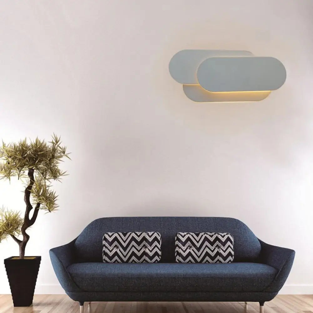 DecorBites™ Simple & Stylish Grey Metal Oval Shade Sconce for Bedroom - Warm/White LED Wall Light Fixture