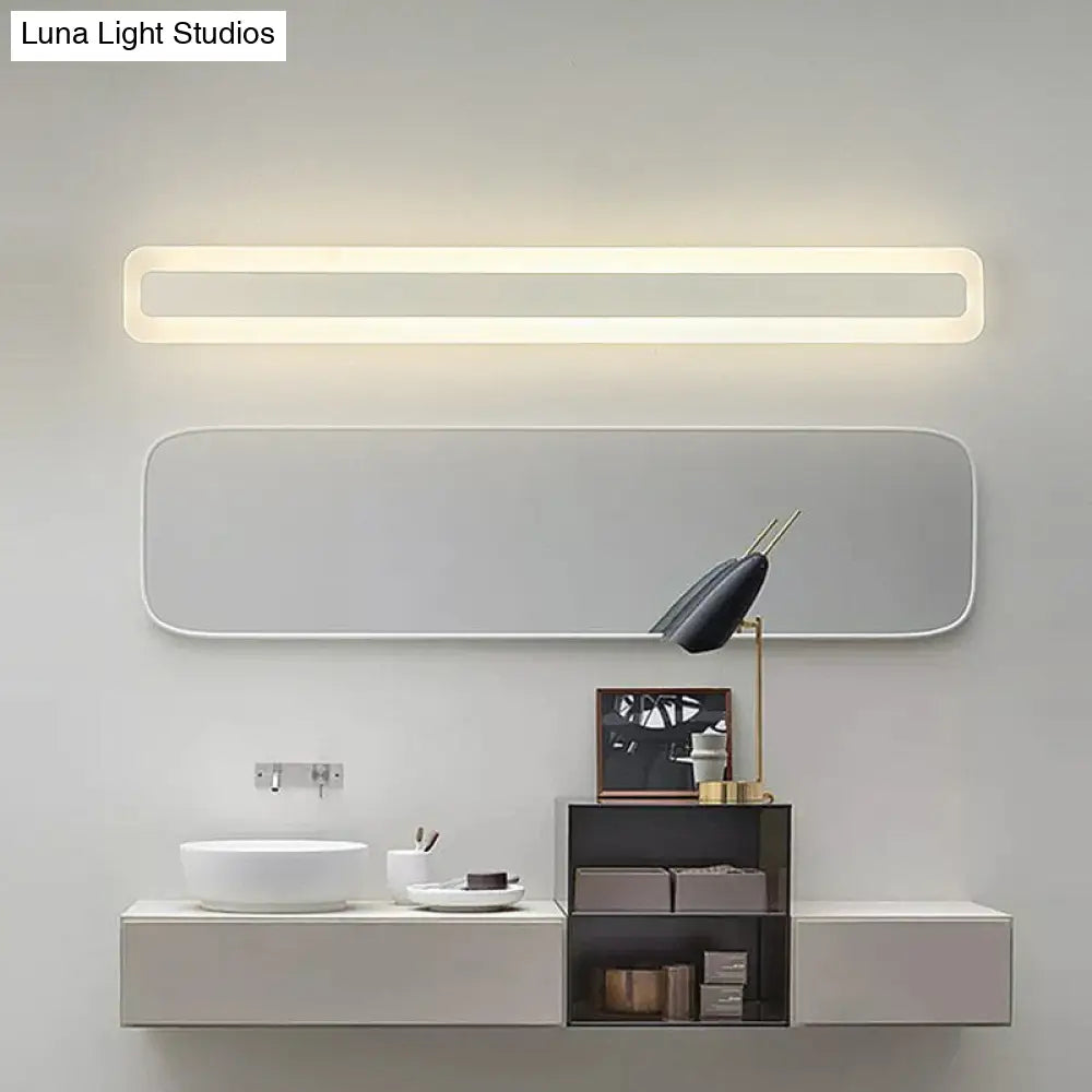 DecorBites™ Simplicity Acrylic LED Vanity Light: Rectangular Wall Sconce for White Bathroom Lighting