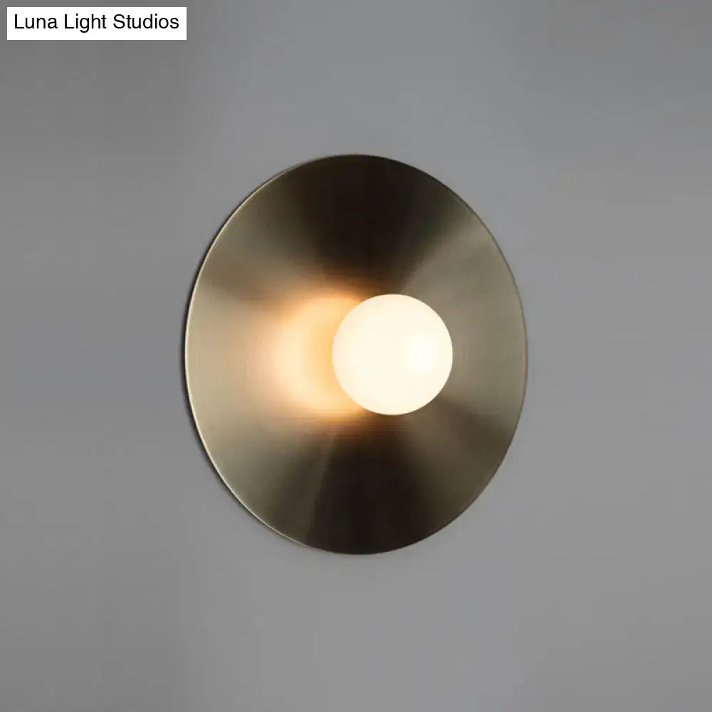 Simplicity brushed brass circular wall light fixture bedroom sconce