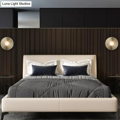 Simplicity brushed brass circular wall light fixture bedroom sconce
