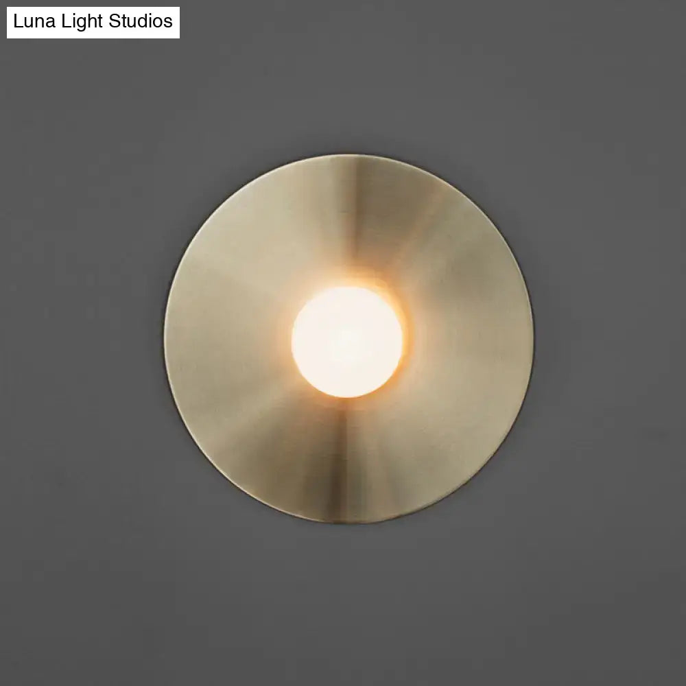 Simplicity brushed brass circular wall light fixture bedroom sconce