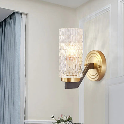DecorBites™ Simplicity Crystal Flush Wall Sconce with 2 Lights - Brass Bedside Fixture
