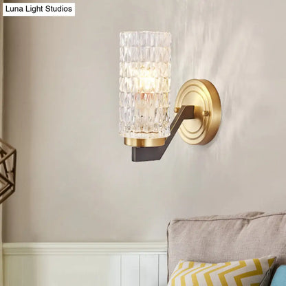DecorBites™ Simplicity Crystal Flush Wall Sconce with 2 Lights - Brass Bedside Fixture