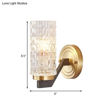 DecorBites™ Simplicity Crystal Flush Wall Sconce with 2 Lights - Brass Bedside Fixture