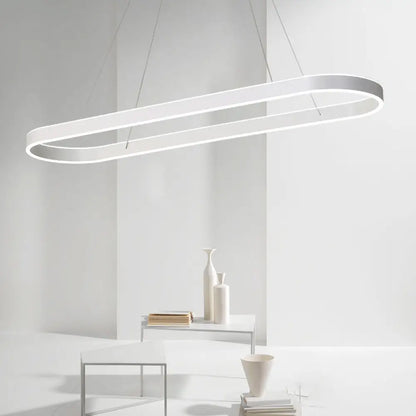 DecorBites™ Simplicity Ellipse LED Island Pendant Acrylic Ceiling Light - Black/White/Gold, Width Options: 31.5"/39"/47